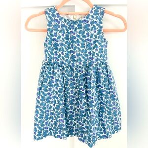 NWT Mini Boden Girl 3-4Y Beautiful Blueberry Floral Linen Belted dress